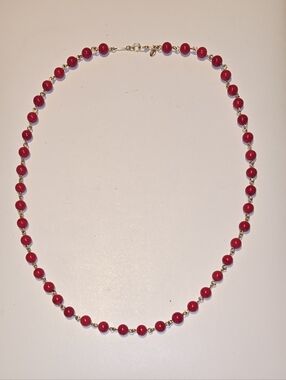 Monet Red Czech Glass Beaded Necklace with Gold Accents